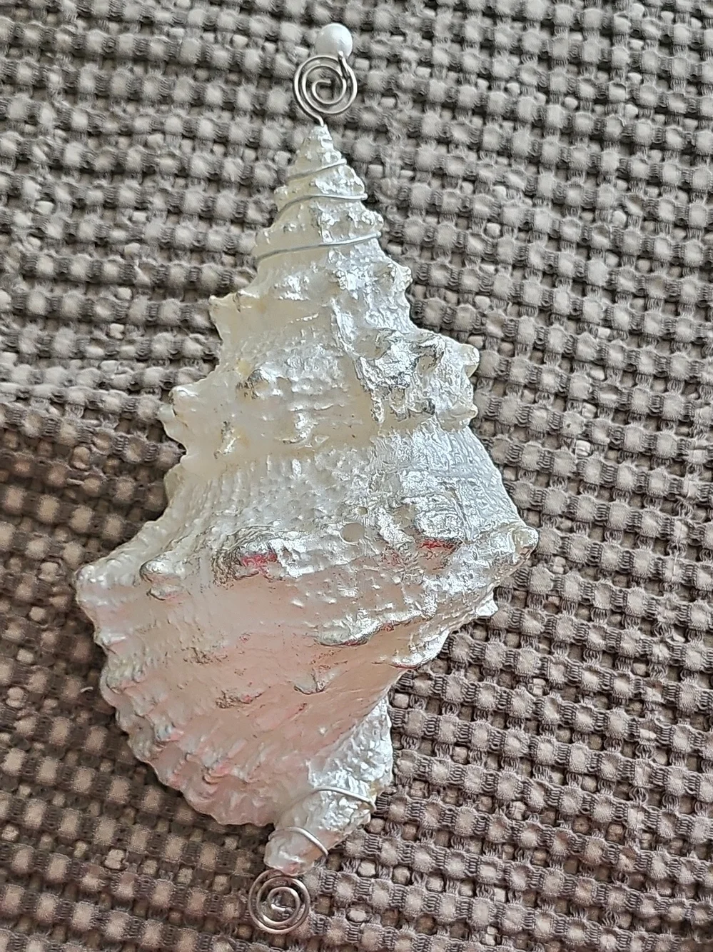 White Decorative Seashell Accent with LED Battery Compartment